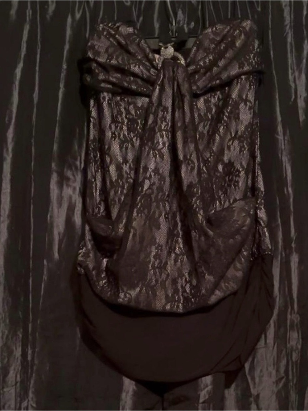 Black Lace High-Low Draped Women’s Skirt